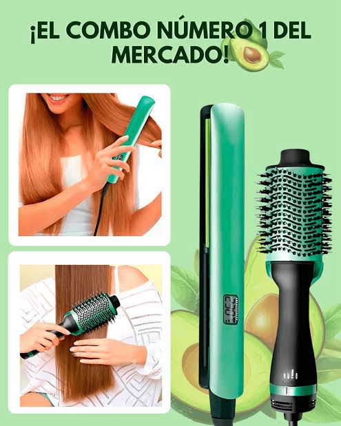 COMBO AGUACATE PLANCHA+CEPILLO SECADOR